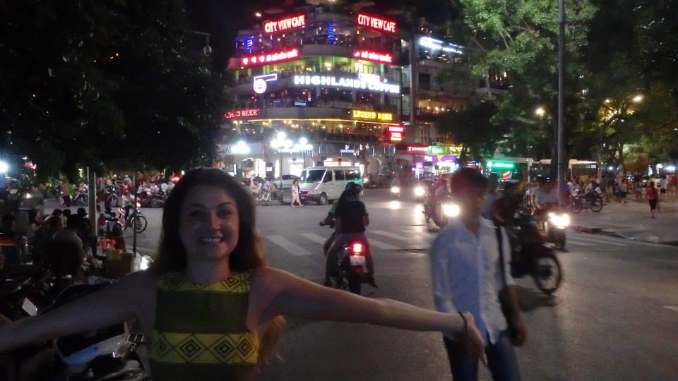 a busy road in hanoi vietnam