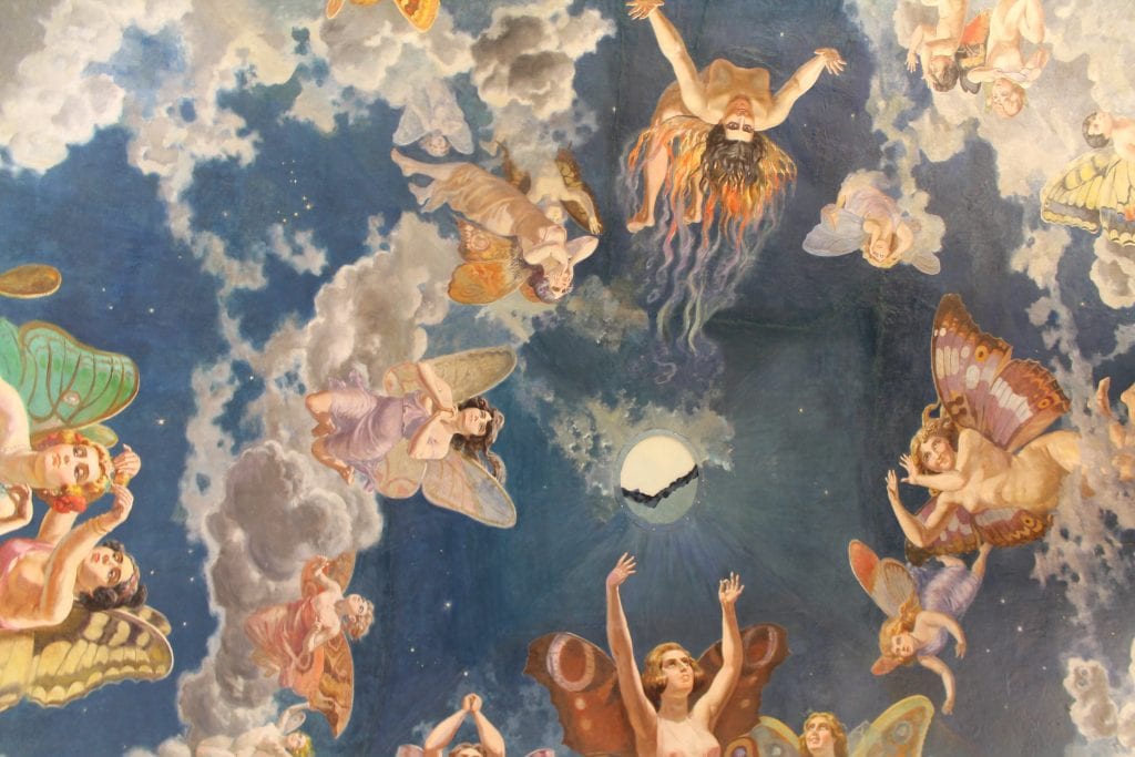 Beautiful paintings on ceiling at real casino de murcia