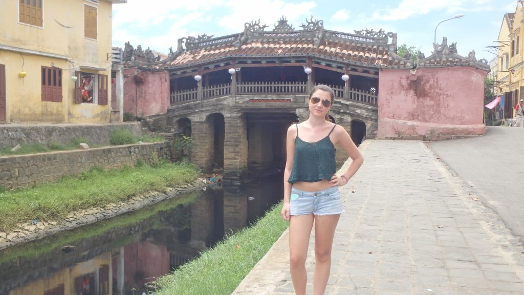 lady at japanese bridge hoi an