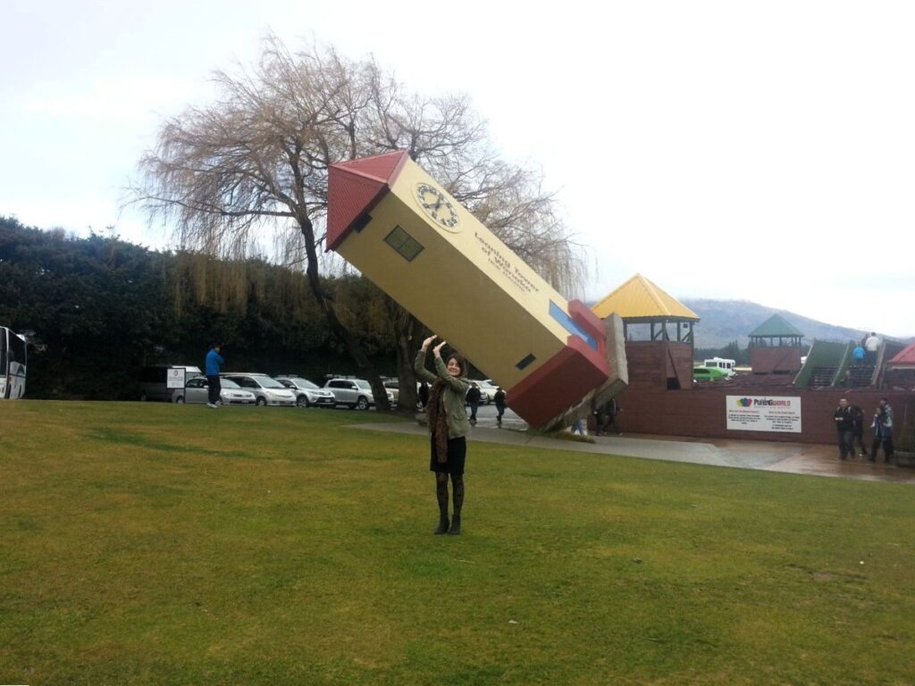lady posing puzzling world wanaka