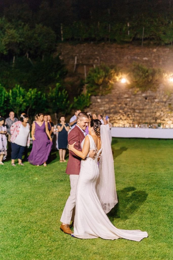 Couple dancing at buranco vineyard 