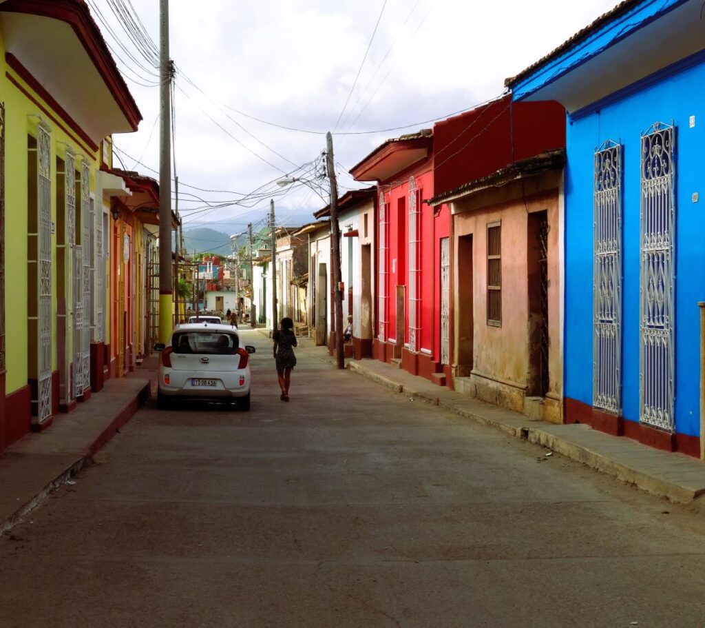 trinidad street at sunset